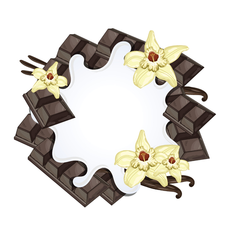 Yogurt splash isolated on chocolate and vanilla. Milk splash.のイラスト素材
