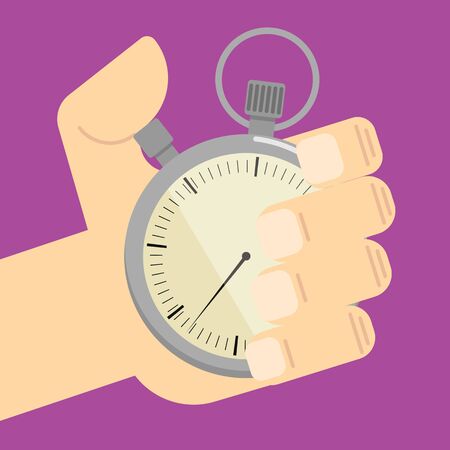 Stopwatch in hand icon vector isolated. Colorful vector illustration.のイラスト素材