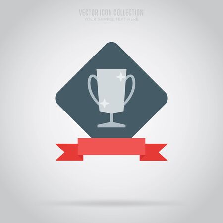 Winner badge isolated vector in flat design style. Colorful winner badge or label. First place.のイラスト素材