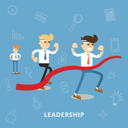 Business people compete in the race on the concept of leadership and winning over the other flat abstract isolated vector illustrationのイラスト素材