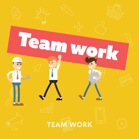 Leader of manages the the workers concept of teamwork flat abstract isolated vector illustrationのイラスト素材