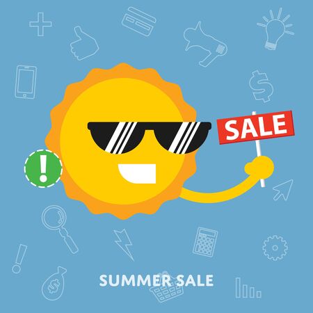Summer sale concept flat abstract isolated vector illustrationのイラスト素材