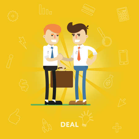Entrepreneurs agree on a deal, concept of business partnerships flat abstract isolated vector illustrationのイラスト素材