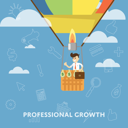 Professional growth business concept flat abstract isolated vector illustrationのイラスト素材