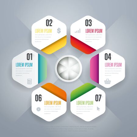 Infographics elements. Creative business concept of stage, parts, steps. Template for chart, presentation, graph and brochure design. Layout for web site or printed material. Vecto illustration.のイラスト素材