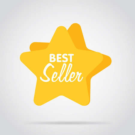 Badge isolated vector in flat design style. Colorful abstract badge or label. Best seller badge.のイラスト素材