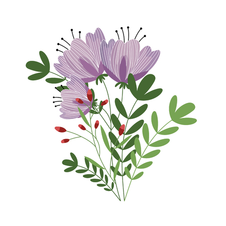 Flowers isolated vector on white background. Cute illustration.のイラスト素材