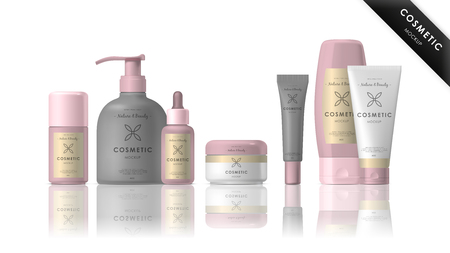 Cosmetic brand template. Vector packaging. Realistic cosmetic packaging isolated on white background.のイラスト素材