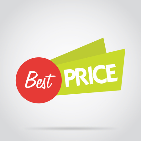 Badge isolated vector in flat design style. Colorful abstract badge or label. Best price offer.のイラスト素材