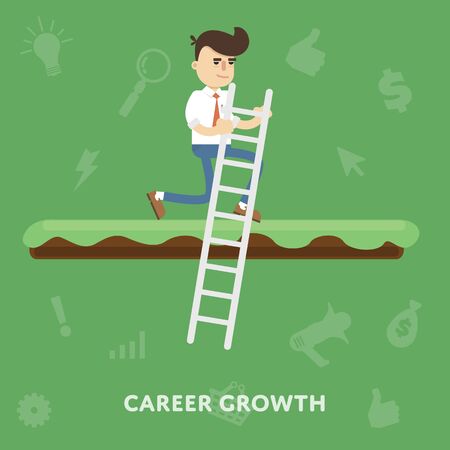 Improving the corporate ladder professional growth flat abstract isolated vector illustrationのイラスト素材