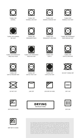 Laundry washing symbols icon set, vector illustrationのイラスト素材