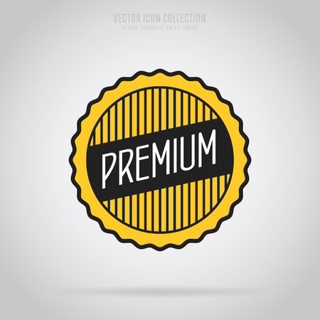 Premium quality badge isolated raster in flat design style. Colorful abstract badge or label.の写真素材