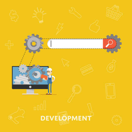 Search engine optimization concept of SEO flat abstract isolated vector illustrationのイラスト素材