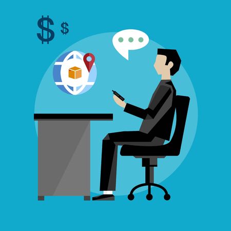 Project management business multitasking concept flat vectorのイラスト素材