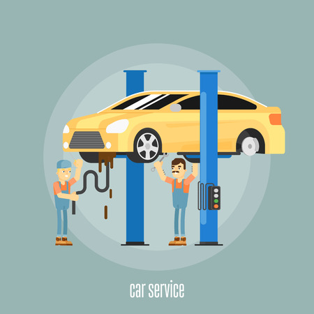 Car repair service concept flat vector illustrationのイラスト素材