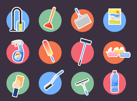 Cleaning tools icon set flat vector illustrationのイラスト素材