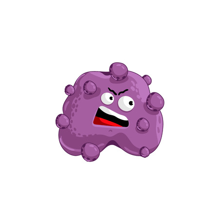 Cartoon virus character isolated vector illustration on white background. Cute fly germ virus infection vector character. Funny micro bacteria character.のイラスト素材