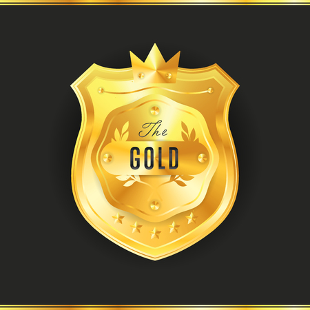 Gold metal badge vintage style isolated vector illustrationのイラスト素材