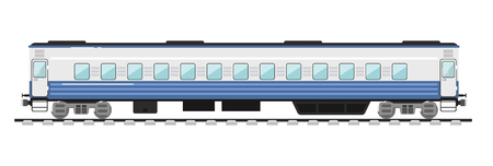 Side view of passenger train isolated on white background vector illustration. Public transport. Railway transportation and railroad industry design element. Travel train in flat designのイラスト素材