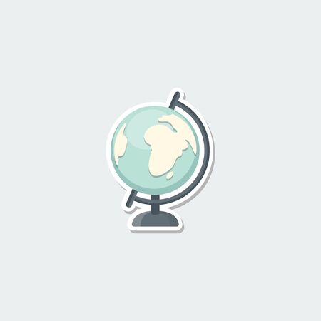 School symbol - world globe. School education, earth map, geographical and travel concept colorful single icon. Basic element for web isolated on white background vector illustration in flat design.のイラスト素材