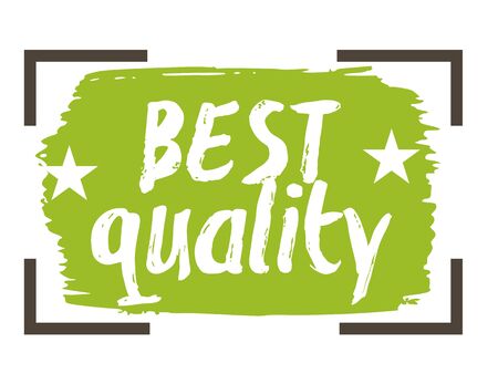 Best quality hand drawn label isolated vector illustration. Brushpen calligraphy high standard choice symbol. Best quality serviceのイラスト素材