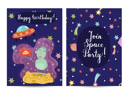 Happy Birthday Vector Cartoon Greeting Cardのイラスト素材