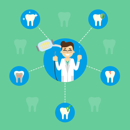 Dental banner with male dentistのイラスト素材