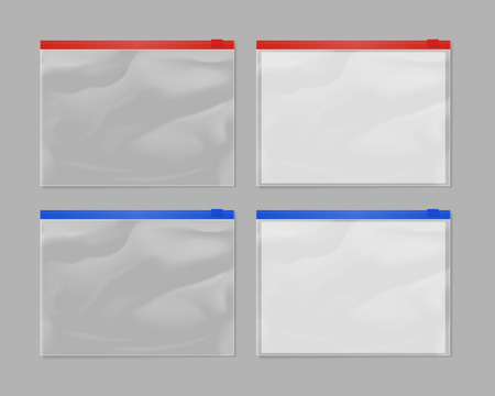 Realistic plastic zipper bag mock up setのイラスト素材