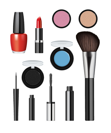 Realistic makeup cosmetics vector setのイラスト素材