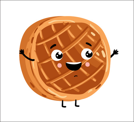 Funny baked pie isolated cartoon characterのイラスト素材