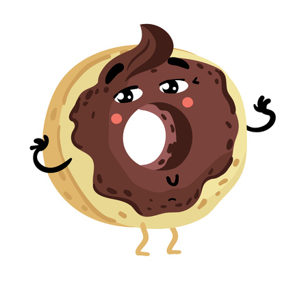 Funny doughnut isolated cartoon characterのイラスト素材