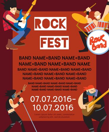 Rock fest banner with musiciansのイラスト素材