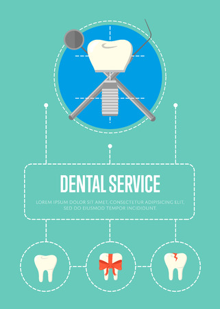 Dental service banner with tooth implant.のイラスト素材