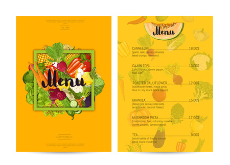 Vegetarian restaurant food menu designのイラスト素材