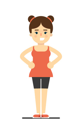 Sporty smiling girl in sportswear doing gymnastics.のイラスト素材