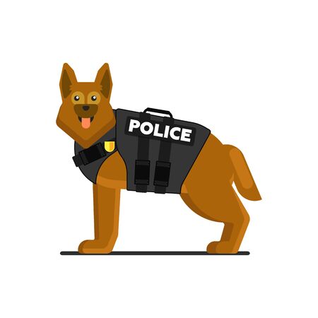 Police dog in uniform illustration.のイラスト素材