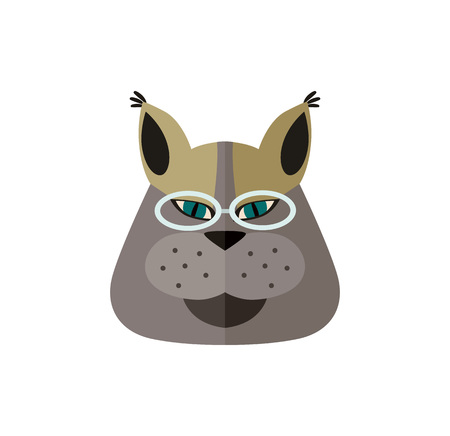 Siberian cat head with glasses iconのイラスト素材