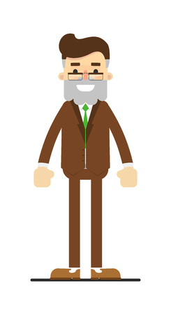 Happy bearded man in suit characterのイラスト素材