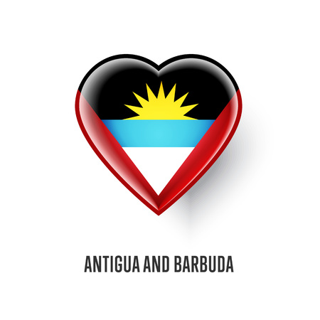 Heart symbol with Antigua and Barbuda flagのイラスト素材