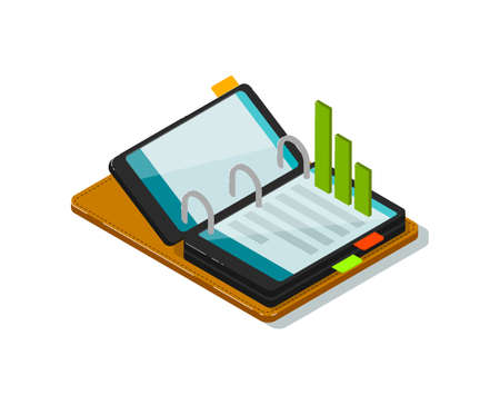 Isometric business infographic with smartphoneのイラスト素材