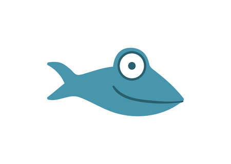 Cute blue fish cartoon vector illustrationのイラスト素材