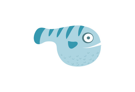 Blue sea fish cartoon vector illustrationのイラスト素材