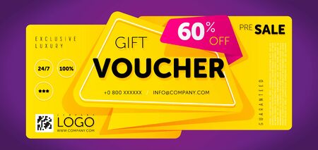 Gift voucher template with modern pattern.