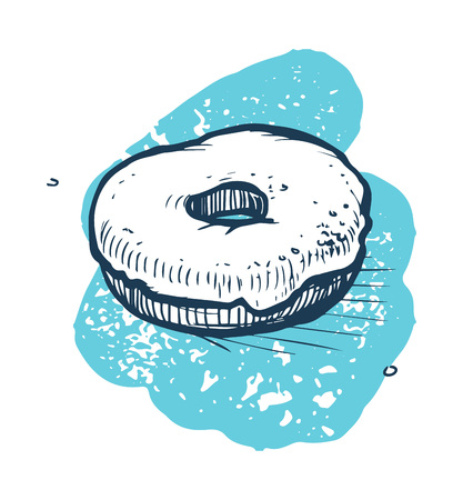 Donut with glaze hand drawn vector iconのイラスト素材