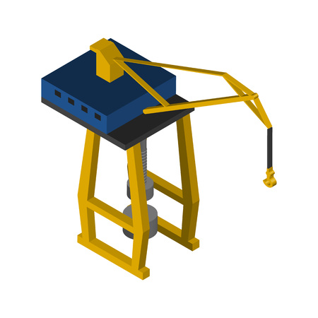 Isometric shipping icon with tower port crane.のイラスト素材