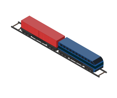 Railway cargo wagon isometric icon.のイラスト素材