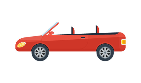 Modern cabriolet isolated icon. Sport car, modern automobile, people transportation side view vector illustration.のイラスト素材