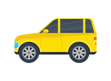 Off road jeep isolated icon. SUV car, modern automobile, people transportation side view vector illustration.のイラスト素材