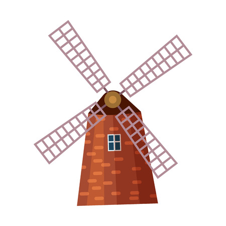 Traditional old windmill building iconのイラスト素材