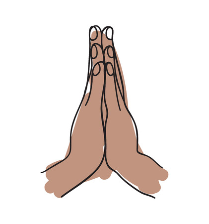 Namaste gesture hand drawn iconのイラスト素材